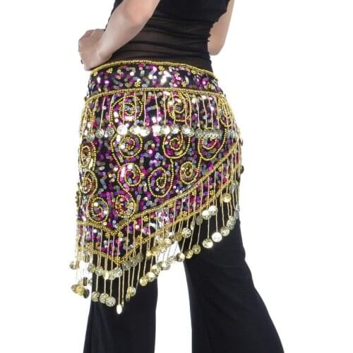 High-grade Belly dance costume clothes indian dance belt waist chain hip scarf women girl dance with 158 coins B-004