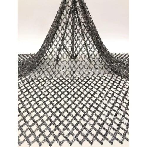 High Quality Bridal Gown Lace Fabric Tulle Sequins Damond Embroidery Craft Trim Sewing DIY Evening Wedding Dress 5 Yards