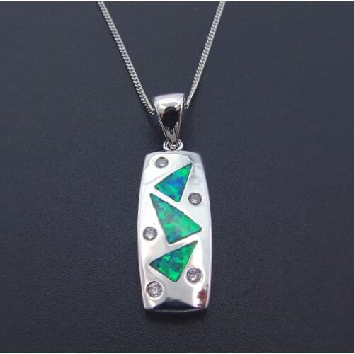 New Design Pendant Charms Silver Plated Women Pendants Cute Gift Pendants with Green Fire Opal Pendants for Women Without Chain