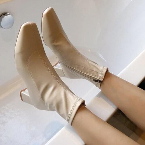 Womens casual shoes New Square Toe Boots Fashion Women Ankle Boots Female Shoes Zipper Suede Women Boots Spring Autumn Boots