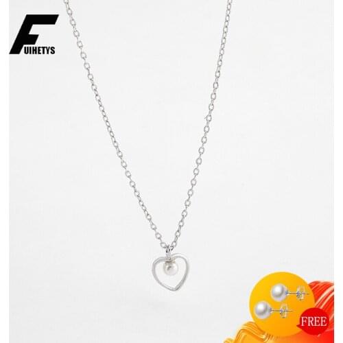 Bali Jelry Trendy Necklace 925 Sterling Silver Jewelry Natural Freshwater Pearl Heart-shaped Pendant Ornaments for Women Wedding