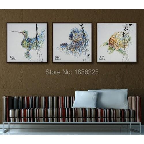 100% Handpainted Oil Paintings 2 panel oil painting Picture Panel Animal Oil Painting on Canvas for Home Decoration