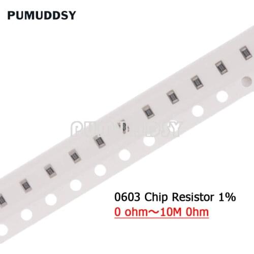 100PCS 0603 1% SMD Resistor 0R ~ 10M 1/10W 0 1 10 100 150 220 330 470 Ohm 1K 2.2K 10K 100K 1M 0R 1R 10R 100R 150R 220R 330R 470R