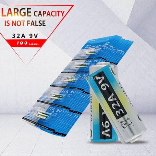 100pcs 32A 9V Primary Dry Batteries L822 LR32 29A High Quality Access Control Talking pen Batteries Drop shipping