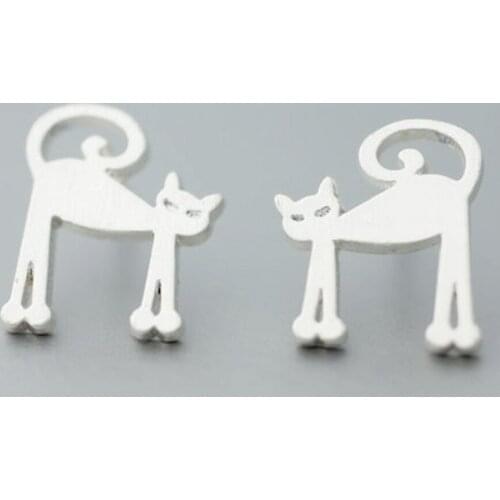 10Psc/Lot Cute Curly Tail Cat Stud Earrings Cartoon Angry Cat Ear Studs For Women wholesale