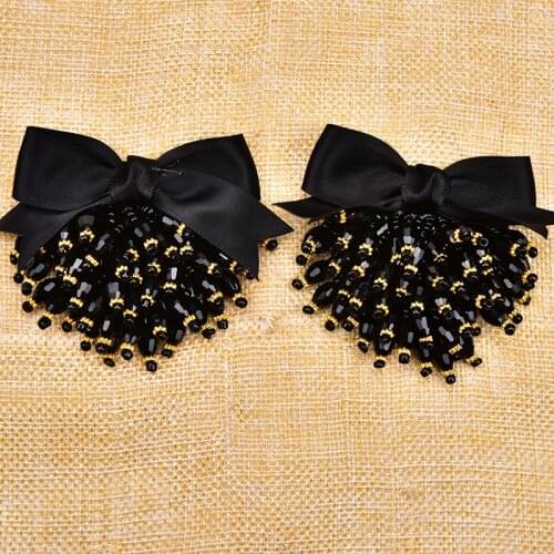 2pcs Beads Bow Rhinestone Shoes Applique Butterfly Tassels Pacthes Handmade DIY Shoes/ Headwear/Wedding Dress Belt