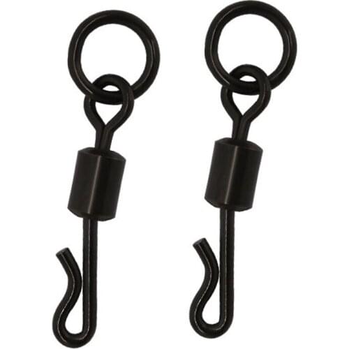 20pcs Carp Fishing Accessories Swivel Snap Long Body Q-Shaped Rolling Swivel Matt Black Quick Change Fishing Connetor