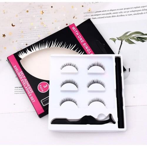 3 pairs false eyelashes magnetic eyelashes waterproof and waterproof magnetic eyeliner and tweezers magnet mink eyelash makeup