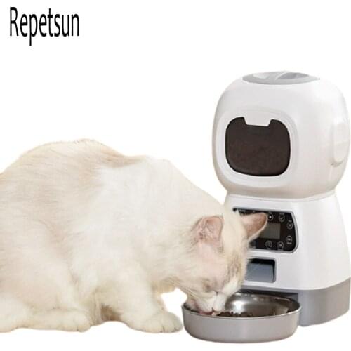 3.5L Pet Food Dispenser Intelligent Automatic Pet Feeder With Stainless Steel LCD Screen And Memory Function Automatic Feeder