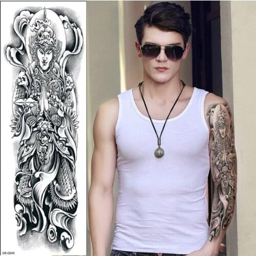 48*17cm 70 designs New Full Arm shoulder Tattoo Sticker Body paint Chinese Buddha dragon Waterproof Temporary Tattoo sleeve men