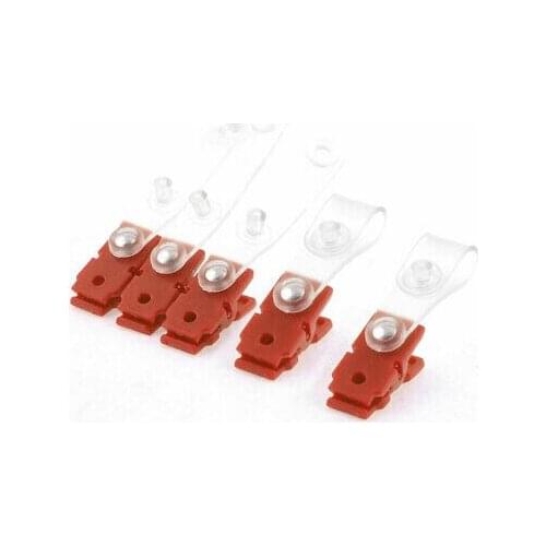 5 Pcs Red Plastic ID Card Name Tag Holder Badge Strap Clip