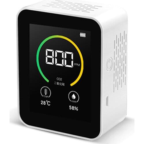 5 in 1 Carbon Dioxide Detector Multifunction LED CO2 PM2.5 Temperature and Humidity Detector USB Charging Air Quality Analyzer