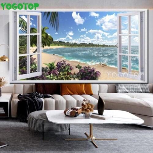 5d DIY Diamond Painting Window Sea scenery,full Diamond Embroidery natural scenery Cross Stitch,summer style,rhinestone YY4983