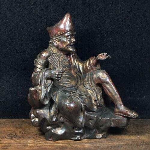 8" Tibet Buddhism Old Bronze Cinnabars Jigong Living Buddha Dragon Arhat Monk Daoji Amitabha Enshrine the Buddha