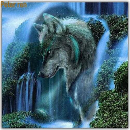 Diamond painting Waterfall Cross stitch Diamond embroidery wolf 3d Square Diamond mosaic landscape Full embroidery for Crafts