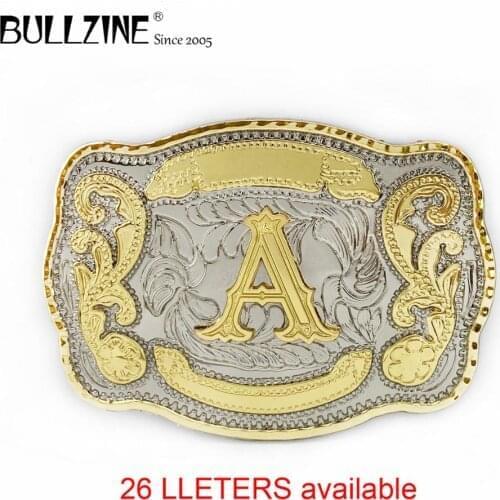 Bullzine zinc alloy 26 letters belt buckle FP-03732 double color belt buckle LUXURIOUS jeans gift belt buckle drop shipping