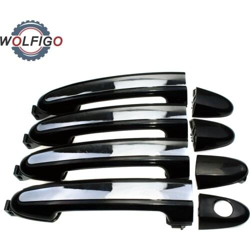 WOLFIGO Black Chrome Front Rear Left Right Exterior Door Handle For Hyundai Santa Fe 2007-2012 826512B000 82661 83651 836612B000