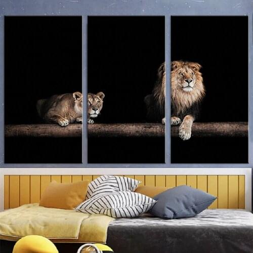 Black Africa Animals Canvas Paintings Couple lion Wall Art Prints Room Decor Pictures and Posters for Bedroom Home Decoration