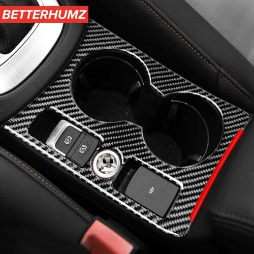 For Audi Q3 2013-2018 Carbon Fiber Car stickers and decals Water Cup Holder Frame Cover Trim strips Sticker Gear Box Decoration