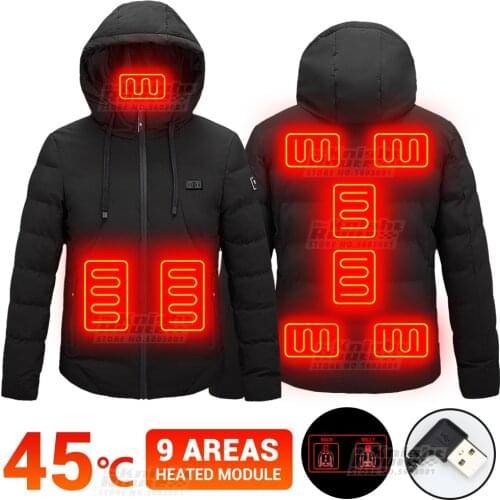 Winter Heated Jacket Men USB Electric Heated Vest Motorcycle Jacket Motorbike Warm Coat Moto Hunting Clothing Ski Down Jacket