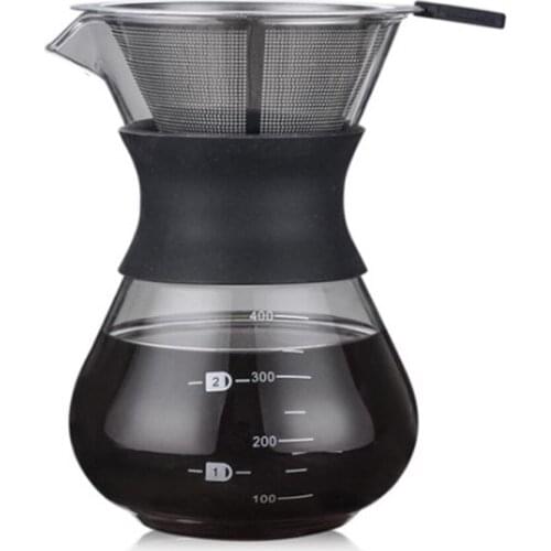 LUDA 200ML Pour Over Coffee Maker Filter Dripper Glass Container Coffee Percolators Stainless Steel Coffee Filter