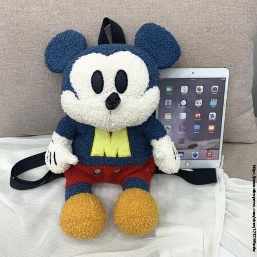 Disney Mickey Mouse Backpack Girl Cartoon Plush Backpacks Child Toy Doll Zipper Schoolbags Student Mini Fur Book Bag Kidergarten