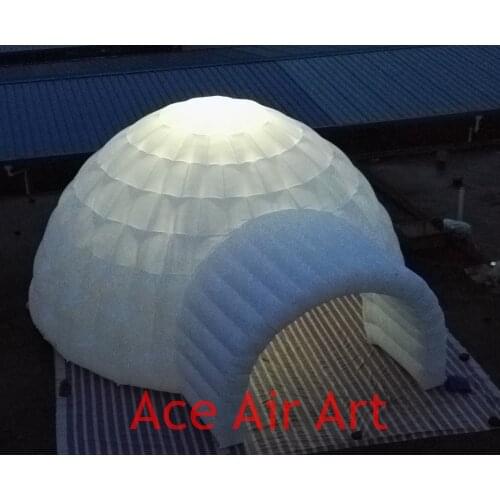 Fashionable White igloo Inflatable Camping Tent/ Inflatable Igloo Tent dome marquee on lawn With top bulb lights for France