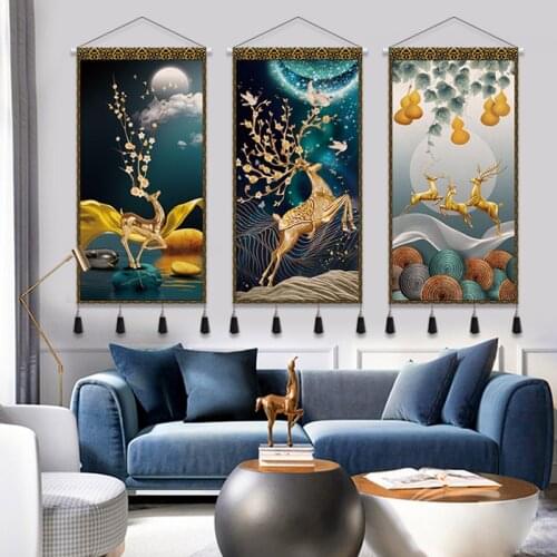 Nordic Style Sika deer Wall Art Modern Canvas Painting Poster Wall Hanging Pictures Living Room Bedroom Decor Aesthetic Tapestry