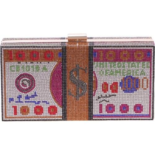 New Hot Drilling Dollar Bag Dress Dinner Bag Ladies Clutch Bag Rhinestone Dollar Bag Clutch Bag