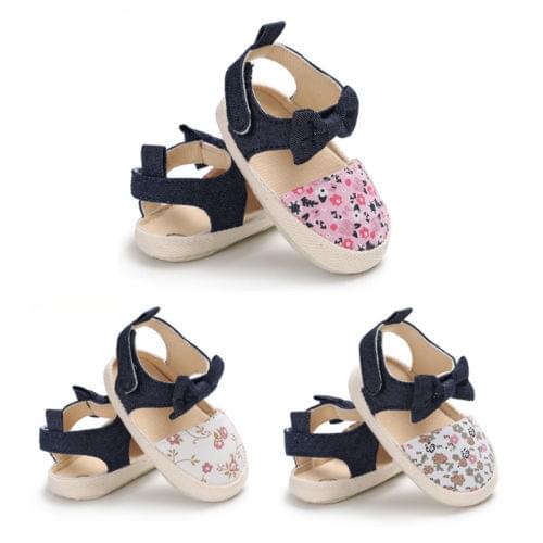 Infant Baby Girl Soft Sole Bowknot Shoes Anti-slip Summer Casual Crib Shoes