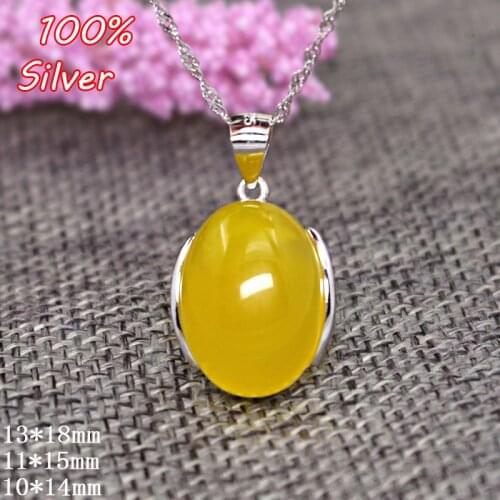 100% 925 Sterling Silver Color Oval Pendant Blank Base Fit 10*14/11*15/12*17mm Gemstone Jewelry Making
