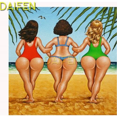 Full Square Diamond mosaic three cartoon women Hawaii beach 5D DIY Diamond painting Full Round Diamond embroidery Cross stitch