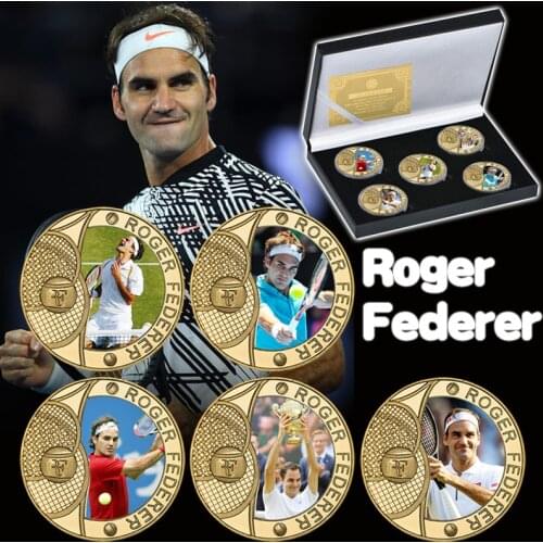 The Greatest Tennis Player Gold Plated Commemorative Coins Set In Coin Holder Original Sports Challenge Coin Souvenir Gifts