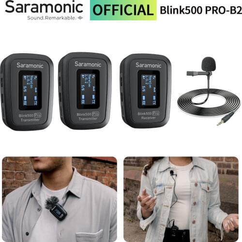 Saramonic Blink500 Pro B1-B6 Ultracompact 2.4 GHz Dual-Channel Wireless Microphone for iOS Android Vlog Record Audio Live