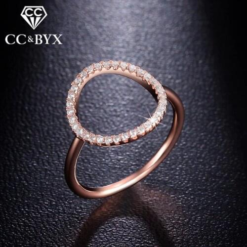 CC Simple Rings For Women Trendy Jewelry Rose Gold-Color Bridal Wedding Engagement Ring Bijouterie Anillos Mujer CC915b