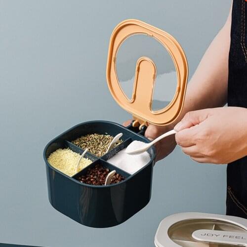 Transparent Spice jar With Lid Spoon Salt Pepper Shakers Nordic Seasoning Container Set Spices Storage Box Kitchen Storage Tool