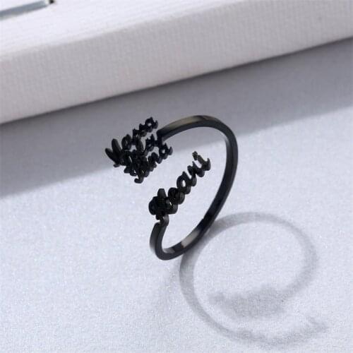 Adjustable Custom Ring Personalized Letter Couple Name Rings Stainless Steel Wedding Ring for Women Anniversary Birthday Jewelry