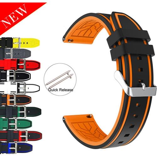 Soft Silicone Sport Watchband 20mm 22mm 24mm 26mm Rubber Diving Waterproof Men Replacement Bracelet Band Strap Watch Accessories