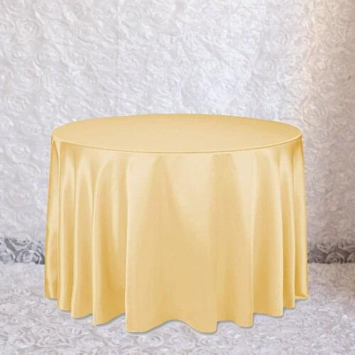 High Quality Gold Satin Round Tablecloth For Wedding/Party/Banquet Decoration