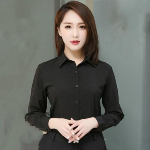 Spring Fall Black Shirts 3XL To 9XL Plus Size Office Lady Business Shirts Long Sleeve Female Blouses Women Tops Black TA105