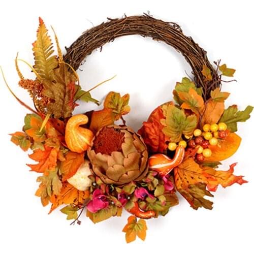 Thanksgiving Decoration Hanging Artificial Pumpkin Autumn Garland Door Wedding PVC Multicolor Party Peony Wreath Ring