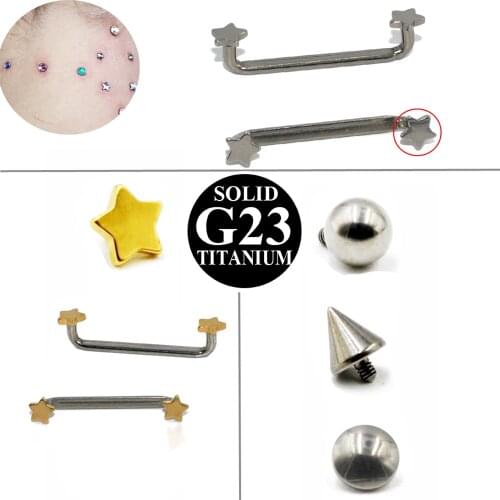 1PC G23 Titanium With 4mm Star&Cone Internally Thread Barbell Piercing 14G Micro Dermal Anchor Piercinng Jewelry