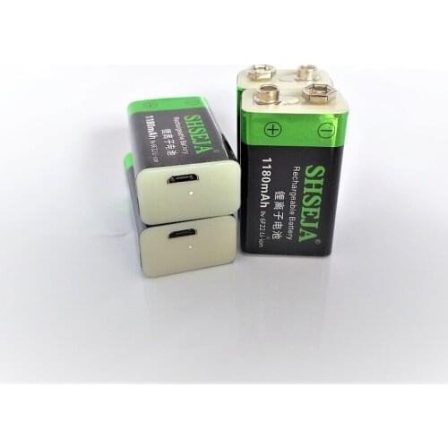 10PCS 9V 1180mAh USB Rechargeable 9V Lipo Battery