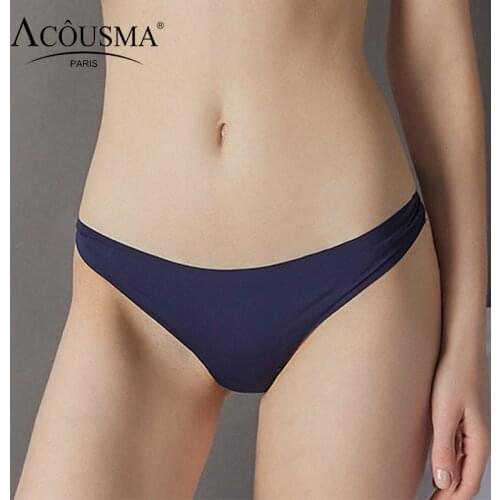 ACOUSMA Women Simple Panties Seamless Ultra-thin Thongs Comfortable Underwear Ladies Briefs T pants Panty Female Summer Lingerie