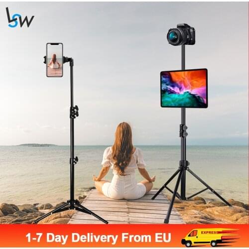 Aluminum Mobile Phone Tripod Stand with Bluetooth Remote Selfie Stick Tripod for iPhone iPad Tablet Camera for Vlog YouTube Live