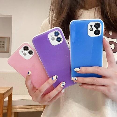 Candy Color Glitter Glossy Phone Case for Iphone 12 11 Pro Max Back Cover Lens Protection Cases for Iphone Xr Xsmax 7 8 Plus