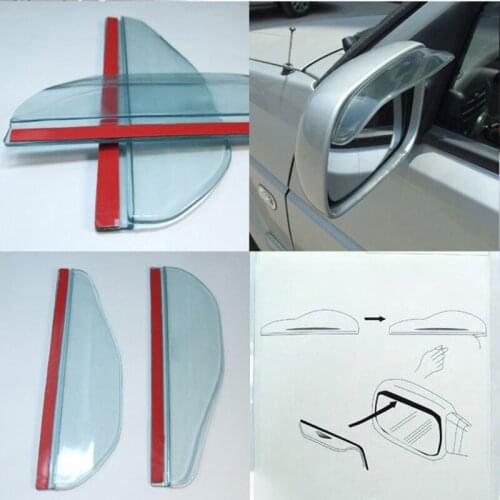 Rear View Side Mirror Rain Eyebrow Flexible ABS for Most Mirror Visor Guard for Most Car Truck SUV Black Transparent
