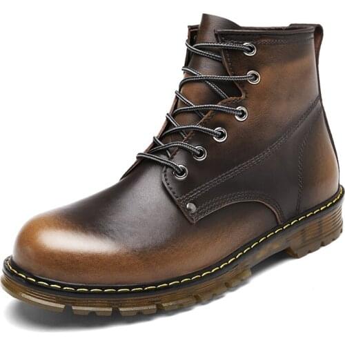 Ankle Boots Mens Round Toe Male Shoes Lace Up Winter Brogues Shoes Vintage Fur Lining Warm Footwear Low Heel Multi Color