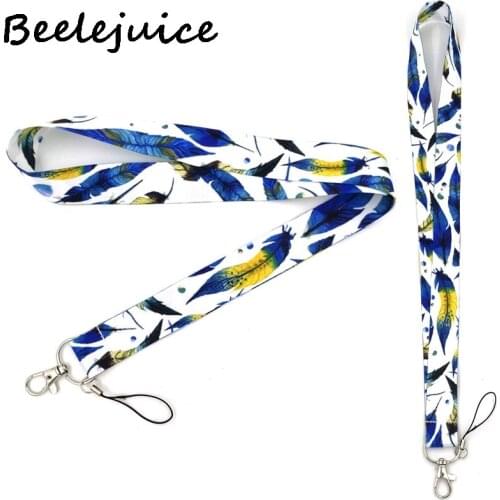 24pcs Starry sky feathers Neck Strap Lanyard keychain Phone Strap ID Badge Holder Rope Key Chain Keyrings cosplay Accessories