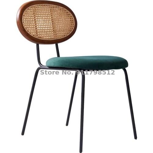 Designer rattan dining chair home simple creative backrest makeup chair nordic retro homestay casual restaurant chair